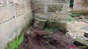 Guy bangs big white ass bent over outdoors doggystyle