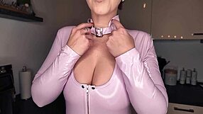 you gotta see this pierced nipple german in latex stripping naked