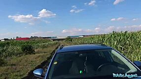 busty crazy milf drops to knees for sloppy public blowjob then fucks