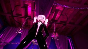 gothic girl dominates pegging guy hard in bdsm vr session