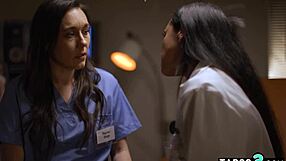 hot latina milf doctor vicki chase seduces nurse sinn sage for pussy licking and fingering in hospital