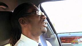 Driver drills skinny milf's shaved pussy with big black cock doggystyle!