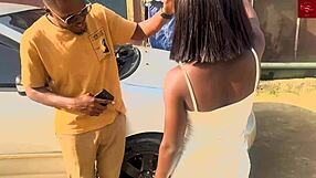 Big black cock bends ebony over for juicy pussy and ass double fuck