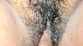 housewife's hairy pussy gets fucked and creampied closeup