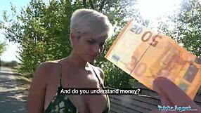 busty crazy milf drops to knees for sloppy public blowjob then fucks