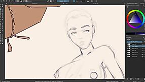 Ebony's oiled big tits ass pussy dildo toys speed paint