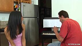 hey teen babe spreads pussy wide paying lessons with sloppy blowjob cumshot