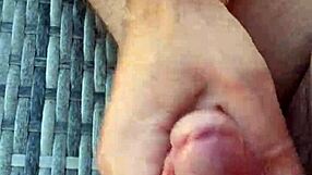 Amateur guy strokes cock slowly building to massive belly cumshot explosion