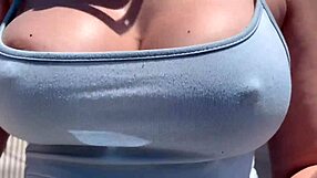 artemisia walks outdoors braless horny