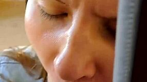 Stuck in Wardrobe, Skinny Neighbor Gives Monster Blowjob