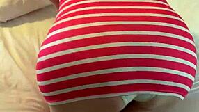 Petite girl teases visible panty lines seductively in close-up