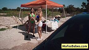 god those massive natural tits on hot blonde jc wilds bounce wild at car wash fuck