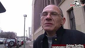 hey grandpa, you picked up this blonde street teen for a quick outdoor fuck?