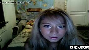 Blonde babe fingers pussy live on free webcam show