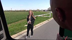 super horny blondie pounded by hard dick cum on tits car