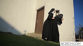 Crazy Czech nuns lick teen pussies and suck