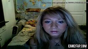 Blonde babe fingers pussy live on free webcam show