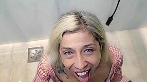 Proud Piss Slut Urinal Latina Deepthroats Cum for Men