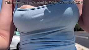 artemisia walks outdoors braless horny