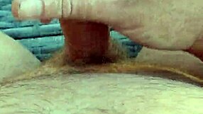 Amateur guy strokes cock slowly building to massive belly cumshot explosion