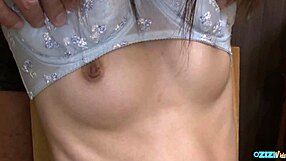 Asian brunette casting spreads legs wide as vibrator toys make her tight pussy squirt orgasm on camera