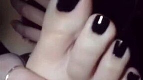 Polish Lesbian Self-Worships Feet with Black Nail Polish