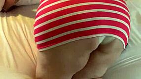 Petite girl teases visible panty lines seductively in close-up