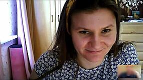 our video chat got so hot we started filming this young tanned brunette's panty tease and moan fest