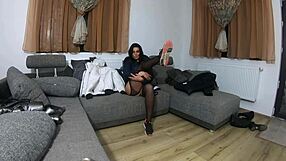 Milfycalla Teases in Fur Hooded Downjacket Masturbating Her Huge Ass and Pussy