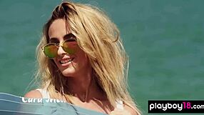 hey check this smoking hot ukrainian blonde teen cara mell nude on the beach posing 😍🌴