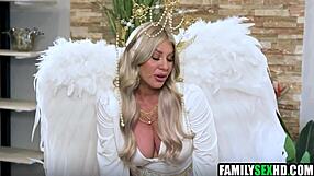 Lucky Stepson Pounds Stepmom And Stepsis Pussies Hard