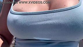 artemisia walks outdoors braless horny