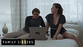 step aunt's wet shaved pussy finally motivates lazy nephew to fuck and move out