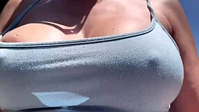 artemisia walks outdoors braless horny