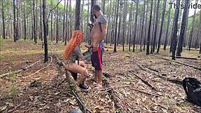 Sexy latina teen ruiva flashes ass on trail then fucks outdoors