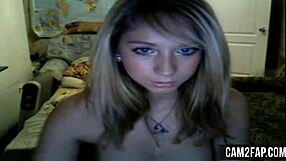 Blonde babe fingers pussy live on free webcam show