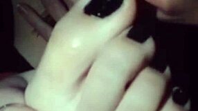 Polish Lesbian Self-Worships Feet with Black Nail Polish