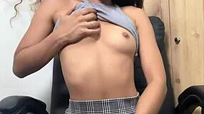 sweet petite latina 18+ sneaks pussy fuck on stepdad's chair like a naughty daughter