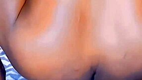 small cock ebony shemale bends over and rides hard at home!