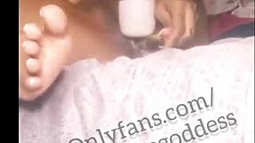 Damn this sexy ebony thot squirts creamy on huge dildo feet up horny as hell