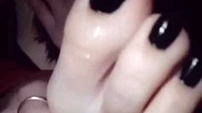 Polish Lesbian Self-Worships Feet with Black Nail Polish