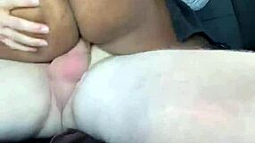 Cheating ebony wife bends for white cock in car