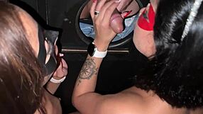 met this hot chick at swingers club and called her to share cock at glory hole