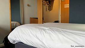 Stepmother spreads legs for son's anal assfucking on hotel bed while caught spying and masturbating