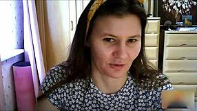 our video chat got so hot we started filming this young tanned brunette's panty tease and moan fest