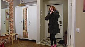 Redhead Teen Moans as Step Daddy Fucks Tight Pussy Bent Over in Heels Cowgirl Doggy Quickie