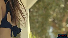 Wow! Perky Big Tits Blonde Model Strips Shaved Pussy!