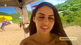 rainha hotwife naked on nudist beach tests liquid gel vibrator deep