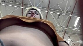 hidden phone captures busty amateur rubbing wet pussy and tits in supermarket