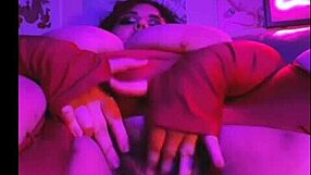 Curvy BBW Goth Girlfriend Rubs Huge Natural Tits and Pussy Closeup